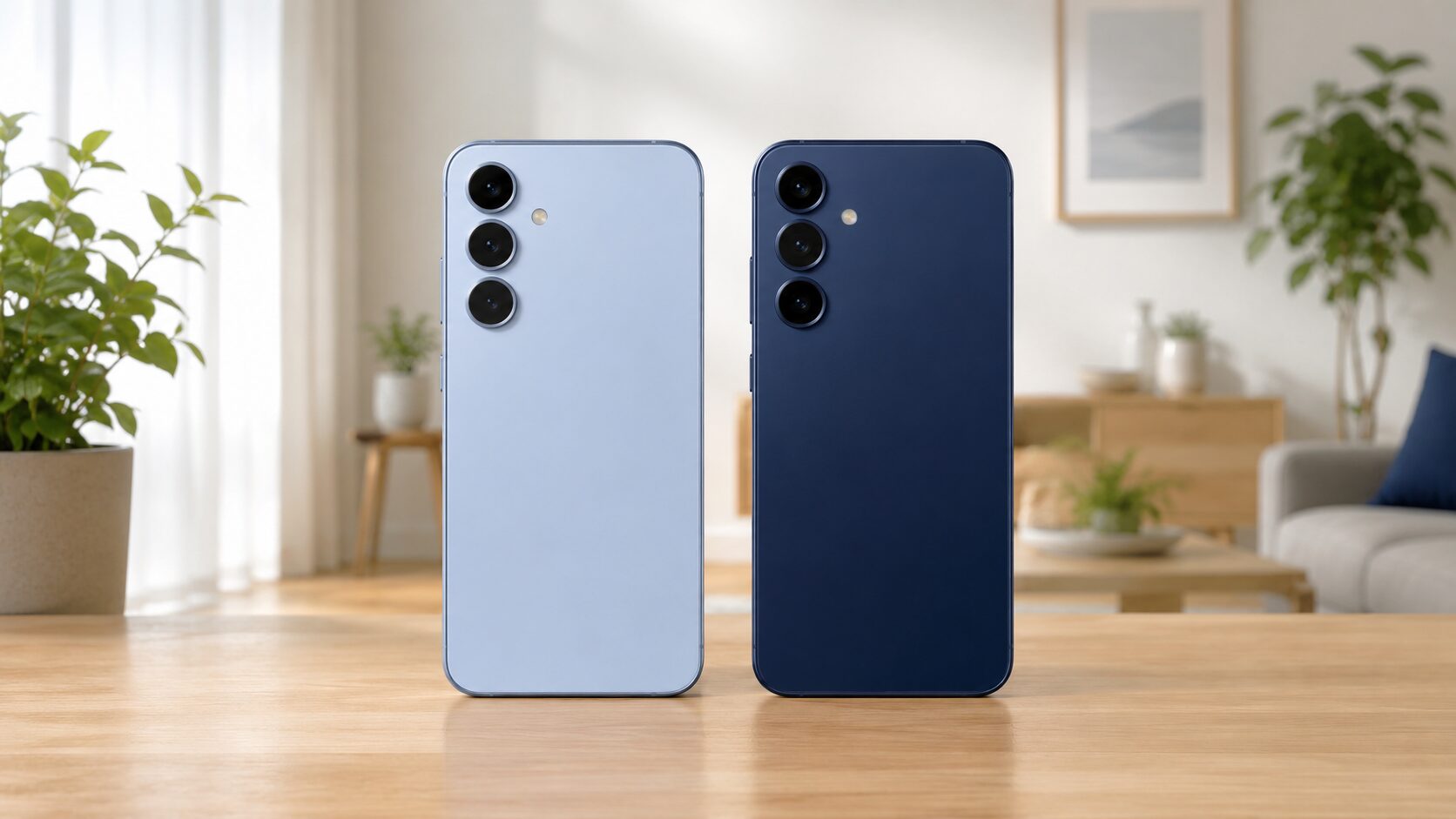Galaxy S25とS26の違いを比較するために2台のスマートフォンを並べたイメージ