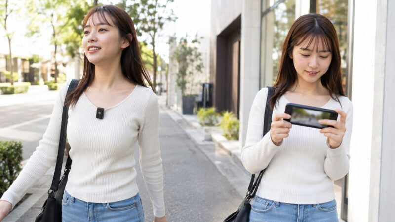 Osmo Nanoと小型Vlogカメラの違いを街歩き撮影で比較するイメージ