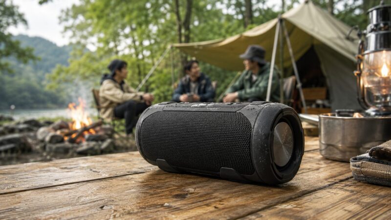 　屋外やキャンプで使いやすい迫力あるポータブルスピーカーのイメージ