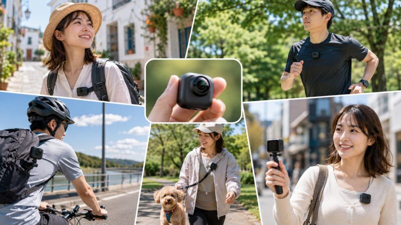 Osmo Nanoの用途別比較を旅行や運動シーンで示すイメージ