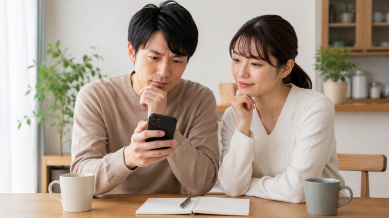 Pixel 9aの購入判断を相談する日本人カップル