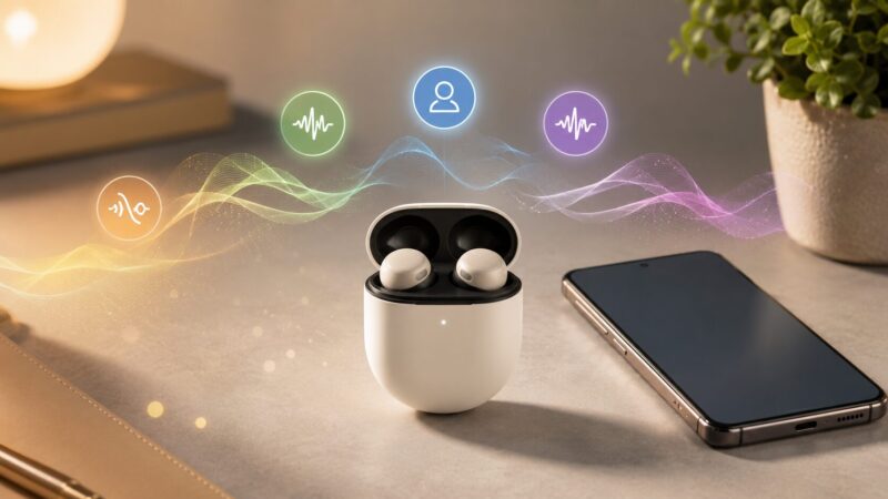 Pixel Buds Pro 2の総合評価を表すイヤホンとスマートフォンのイメージ