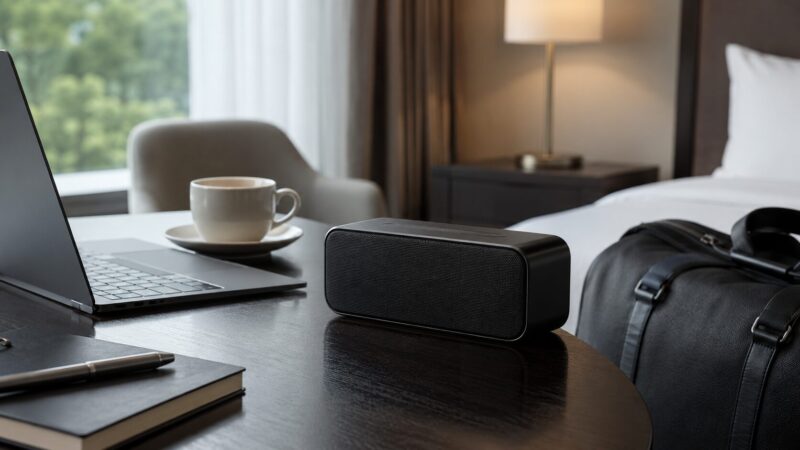 室内や旅行先で使いやすいコンパクトなBluetoothスピーカーのイメージ