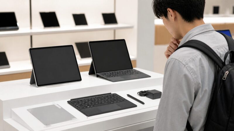 Surface Pro 12インチ級タブレット購入時に本体と周辺機器を比較する日本人ユーザー