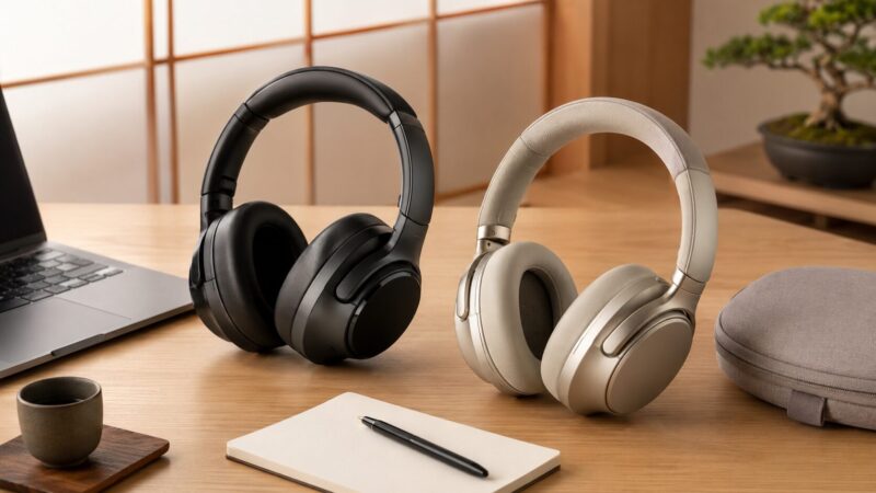 重低音重視モデルと総合力重視の上位ノイズキャンセリングヘッドホンを比較する画像