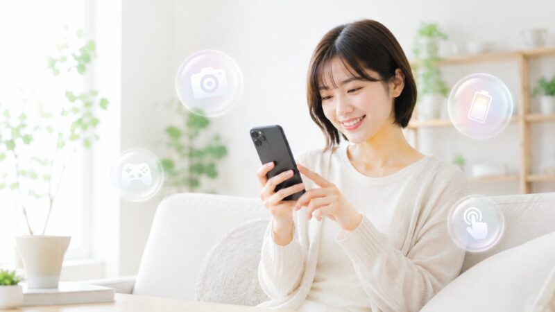 Xiaomi 15T Proの評判を確認する日本人女性のイメージ