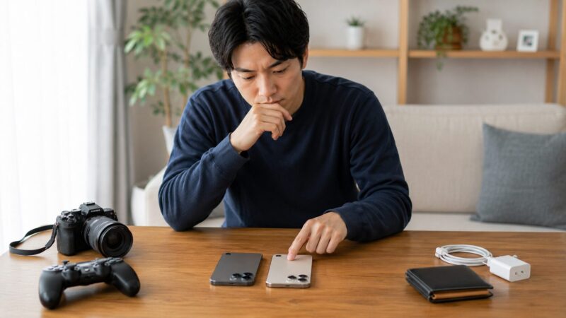 iPhone16 Proと最新Proモデルを価格重視で比較する日本人男性