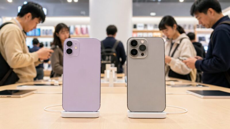 　iPhone 17とiPhone 17 Proの人気傾向を家電量販店で比較するイメージ画像