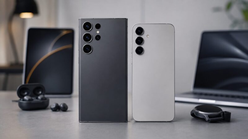 Galaxy S26 UltraとiPhone系スマートフォンの選び方を比較するイメージ