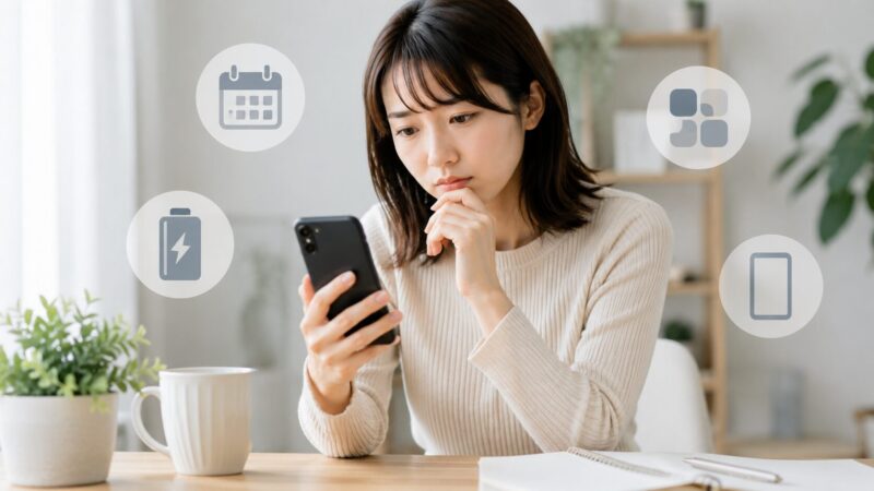 Xperia Ace IIIをいつまで使えるか考えながら確認する日本人女性