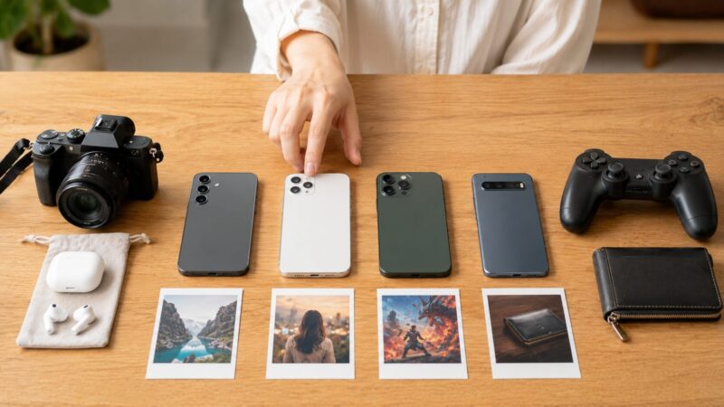 用途別に型落ちハイエンドスマホ4機種を比較して選ぶイメージ