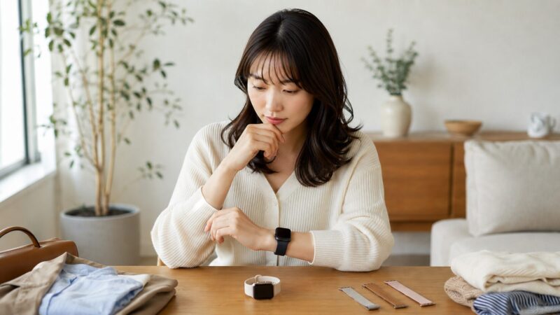 アップルウォッチの本体カラーと服装の相性に迷う日本人女性