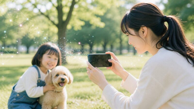 カメラとAI機能を重視して日常写真を撮る日本人女性