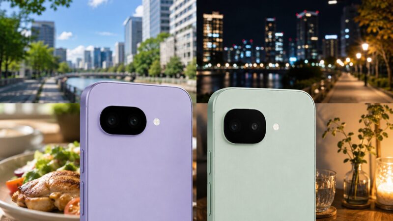 Pixel 9aとPixel 10aのカメラ性能や夜景撮影を比較するイメージ