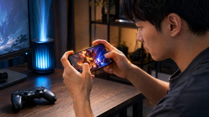 POCO X8 Pro Maxで高負荷ゲームをプレイし発熱を確認するイメージ