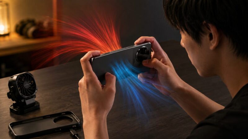 POCO F8 Proのゲーム性能と発熱対策を表現したイメージ画像