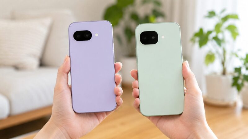 Pixel 9aとPixel 10aのサイズ感と持ちやすさを手元で比較する様子