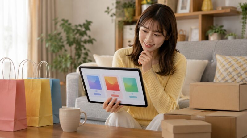 セール時にREDMI Pad 2 Proの購入を検討する買い物シーンのイメージ