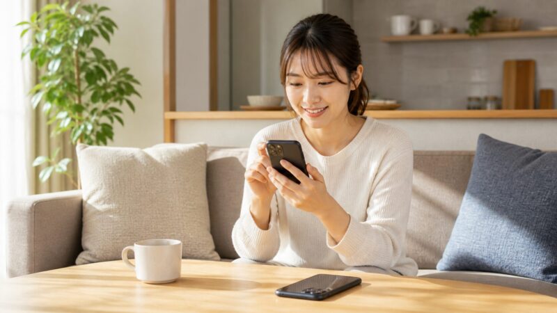 日常使いならミドルレンジスマホで十分なことを示す日本人女性の生活シーン