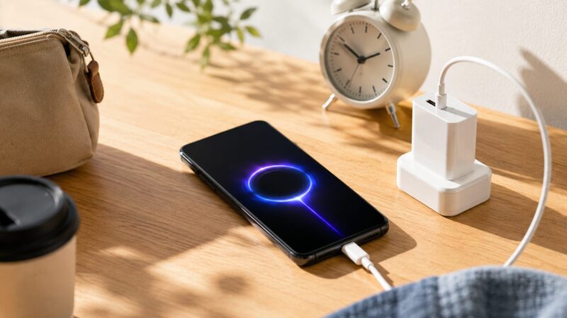 POCO F7 Proの大容量バッテリーと急速充電を表すスマートフォン