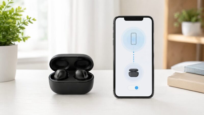 完全ワイヤレスイヤホンをスマートフォンとペアリングする設定イメージ