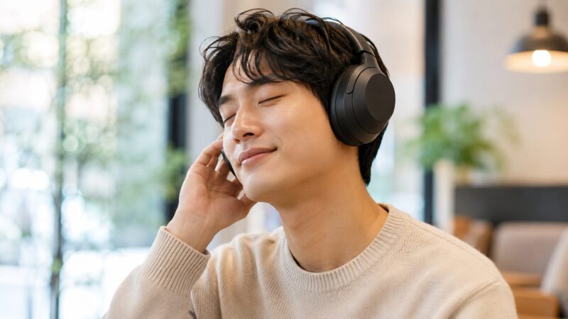 ワイヤレスヘッドホンで重低音とノイズキャンセリングを楽しむ日本人ユーザー