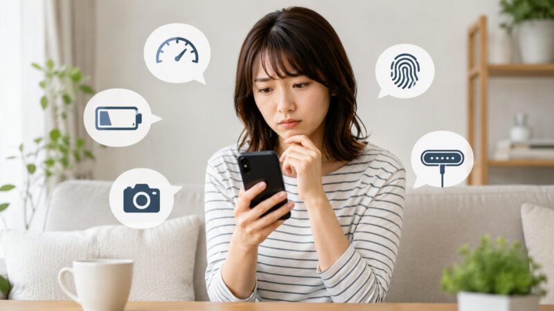 Xperia Ace IIIの動作やバッテリーなど不具合の評判を確認する日本人女性