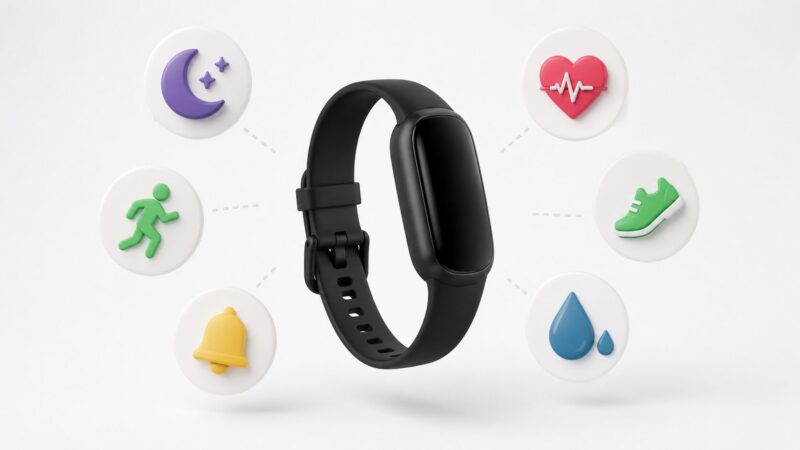 Fitbit Inspire 3で記録できる健康管理機能のイメージ