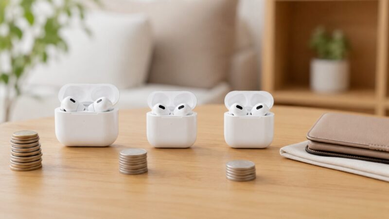 AirPods Pro3とAirPods4の価格差とコスパを比較するイメージ