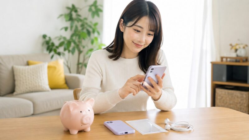 価格を抑えてGalaxy S25を選びアクセサリーも検討するイメージ