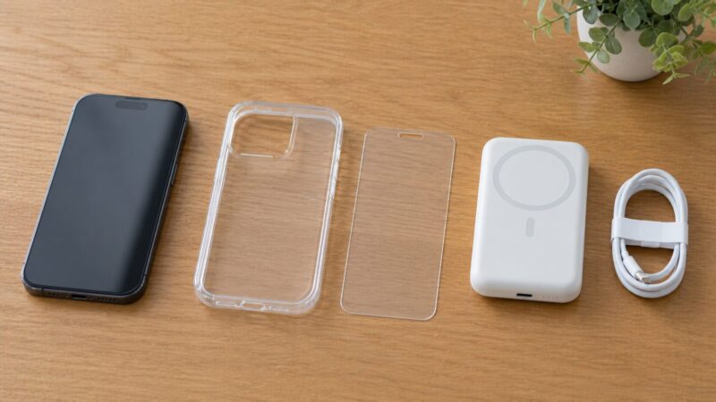 　iPhone17用ケースとガラスフィルムとMagSafeモバイルバッテリーの備え