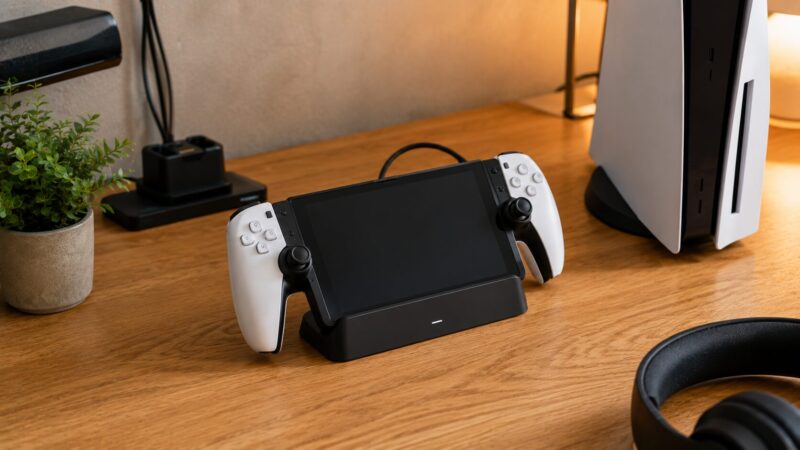 PSポータルを充電スタンドに置いて保管と充電をしやすくするイメージ