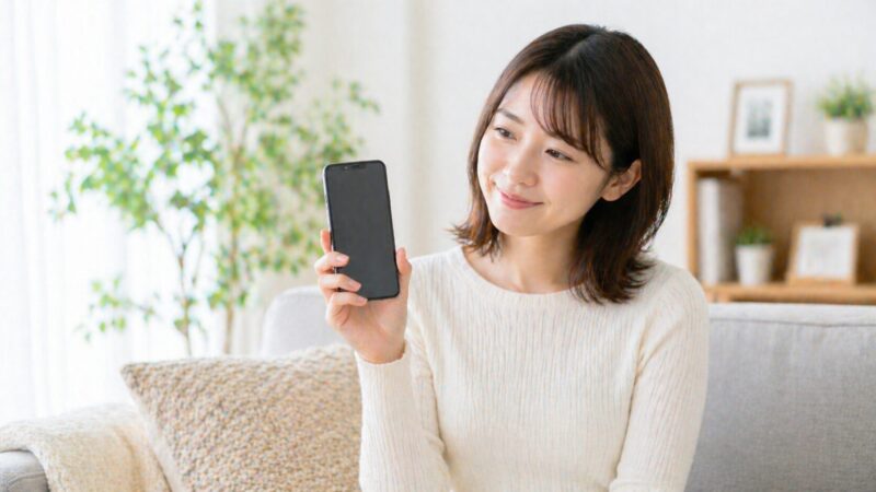 Xperia 10 VIの軽さや電池持ちに満足する日本人女性のイメージ画像