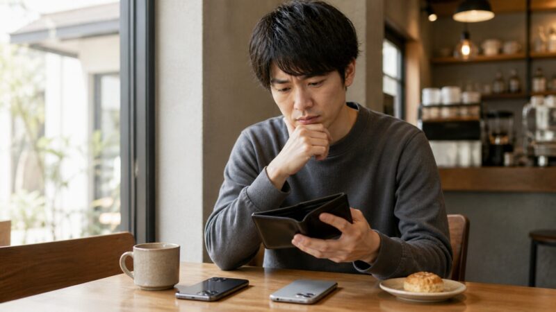 高額なハイエンドスマホ購入に迷う日本人男性