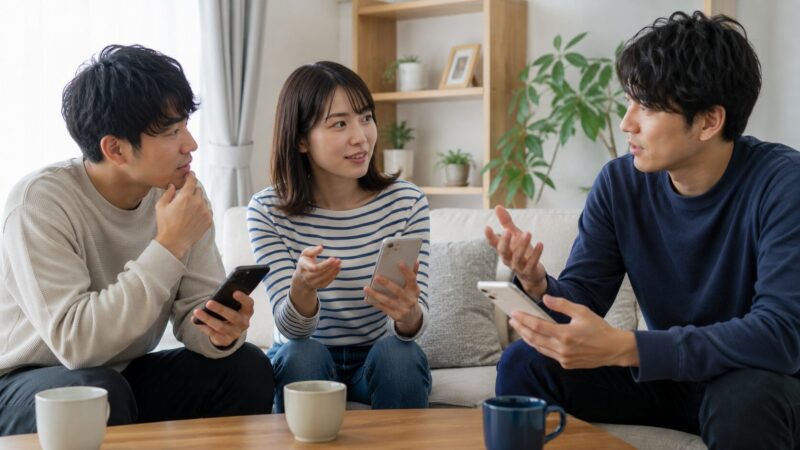 　iPhone Proが必要ないか利用者の本音を話し合う日本人グループ