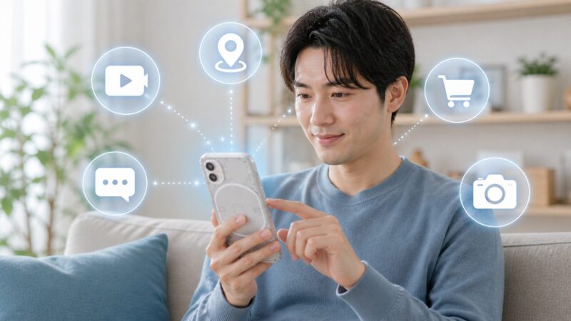 Nothing PhoneをSNSや動画など普段使いで利用するイメージ