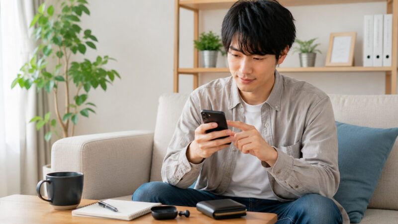 日常使い中心なら最新スマホでなくても十分なことを示す日本人男性