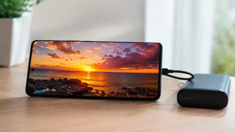 POCO M8 5Gの大画面ディスプレイとバッテリー性能を表すイメージ
