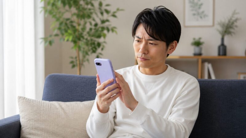 Pixel 9a使用中の発熱を確認する日本人男性