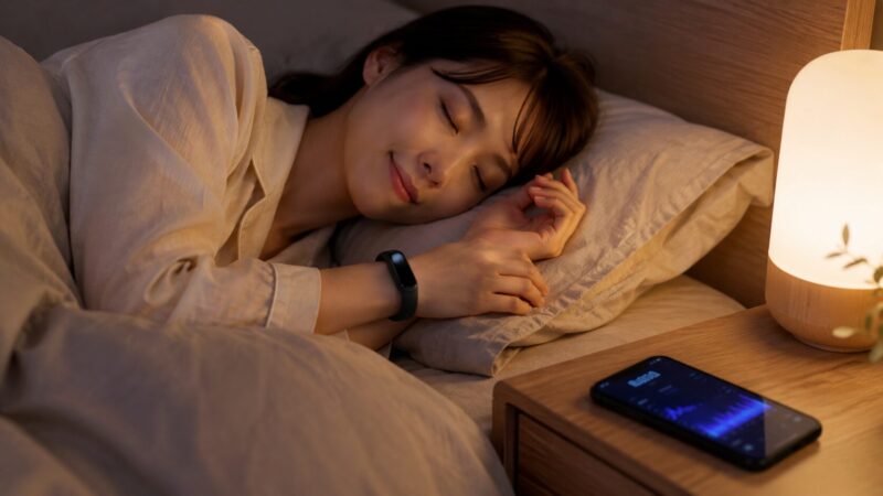 Fitbit Inspire 3を着けて睡眠と心拍を記録するイメージ