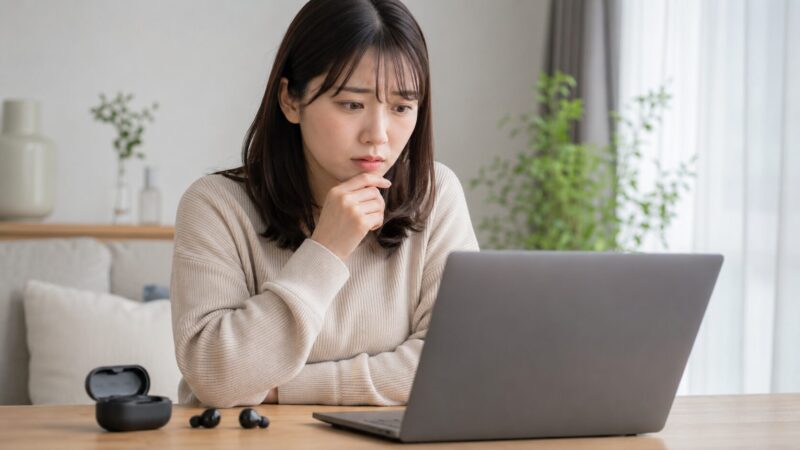 WF-1000XM5の口コミや不満を調べて悩む日本人女性