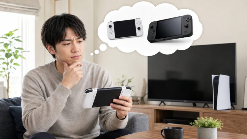 PSポータルが携帯ゲーム機と誤解され評価が分かれる理由を表す日本人男性のイメージ