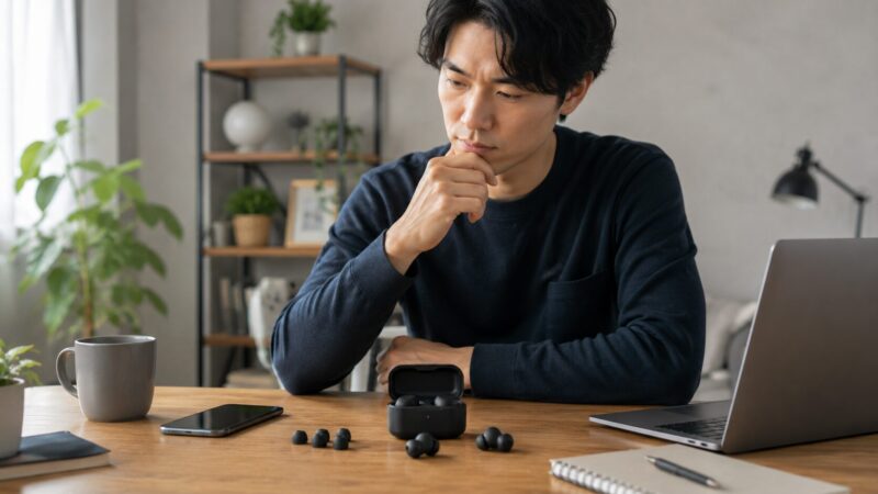 WF-1000XM5を買うべきか用途や音質で検討する日本人男性