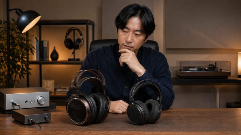 HIFIMAN AryaとAnanda Nanoを比較検討する様子