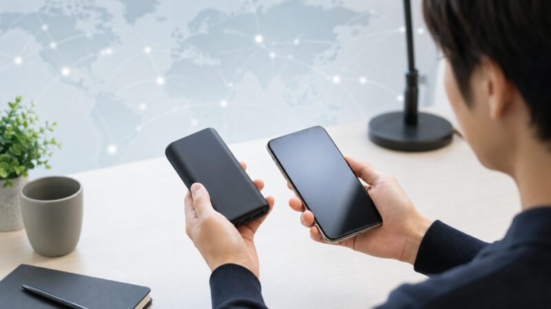 海外ブランドのモバイルバッテリーを日本で確認するイメージ