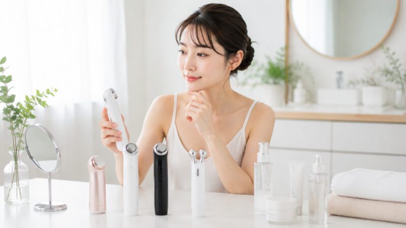 痛みへの不安や使いやすさでメディキューブ美顔器とジェルを比較する日本人女性