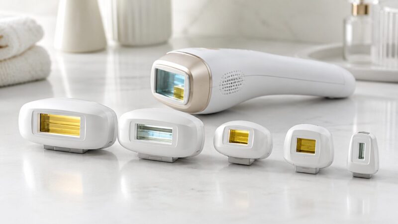 家庭用脱毛器の交換カートリッジを種類別に並べた様子