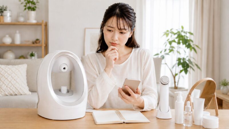 サキナ美顔器が怪しいと感じる理由を考える女性