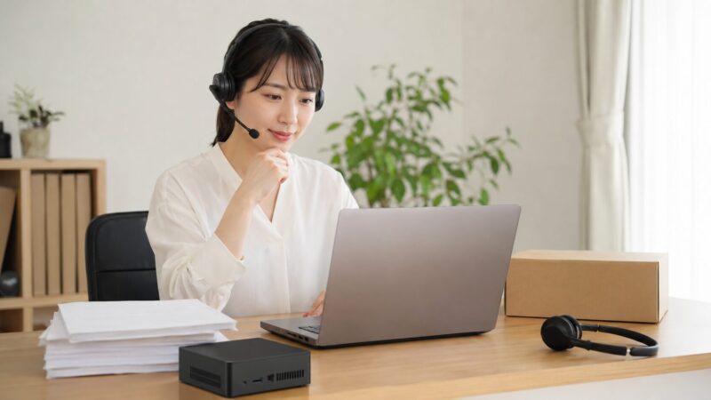 ACEMAGICのサポートと保証の違いを確認する日本人女性