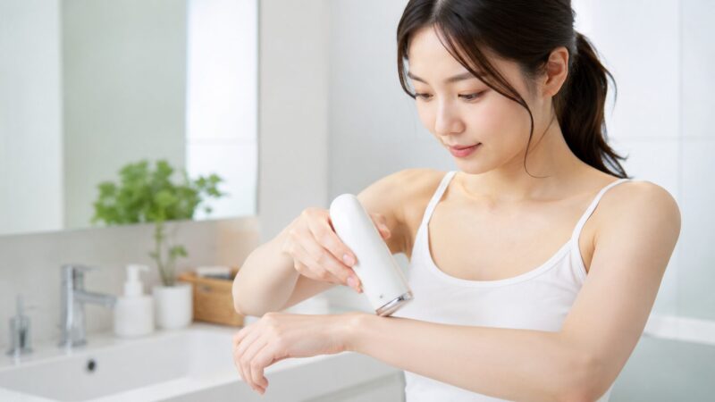 ナノガラス脱毛器を使う前に腕で確認する日本人女性のイメージ